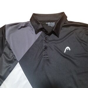HEAD Mens Polo Shirt XXLarge Black Grey White‎ Colorblock Golf Athletic